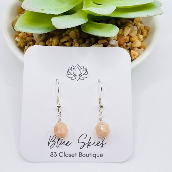 Sterling Silver Sunstone Earrings - Picture 5 of 9